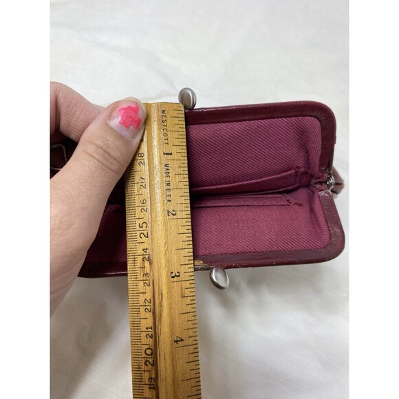 Fossil Leather Coin Purse Wallet Red Leather Vintage Kiss lock - Picture 12 of 12